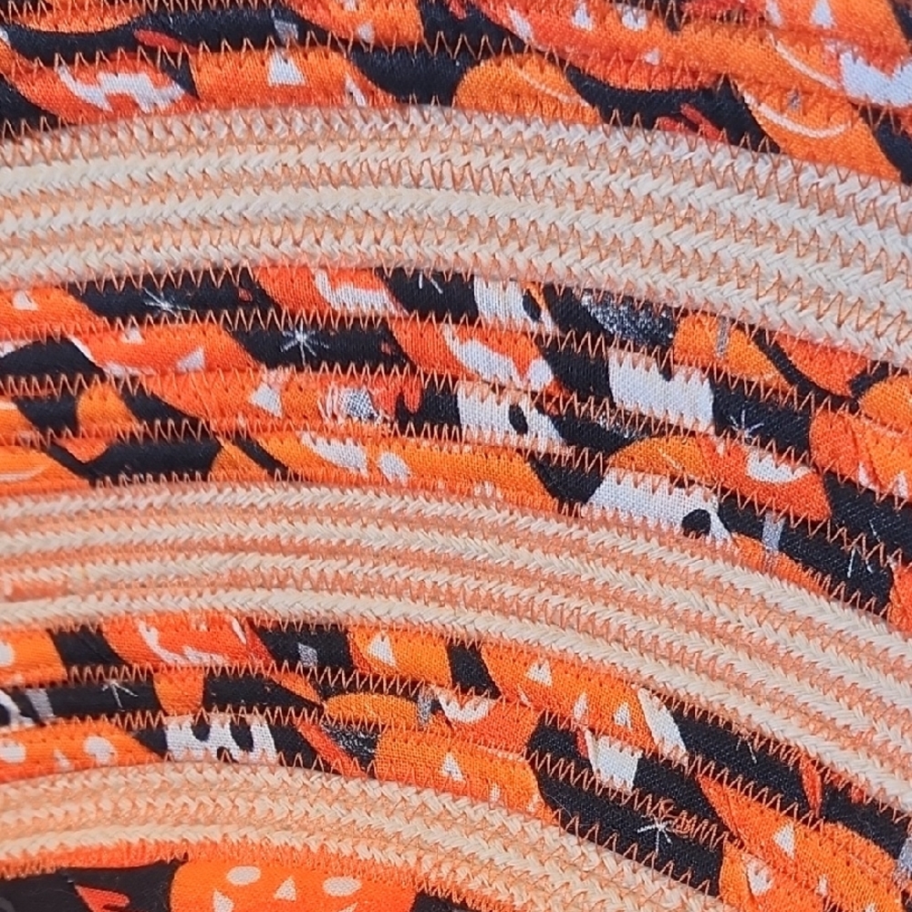 Halloween Themed Decorative Basket - Orange and Black Woven Rope - Picture 3 of 10